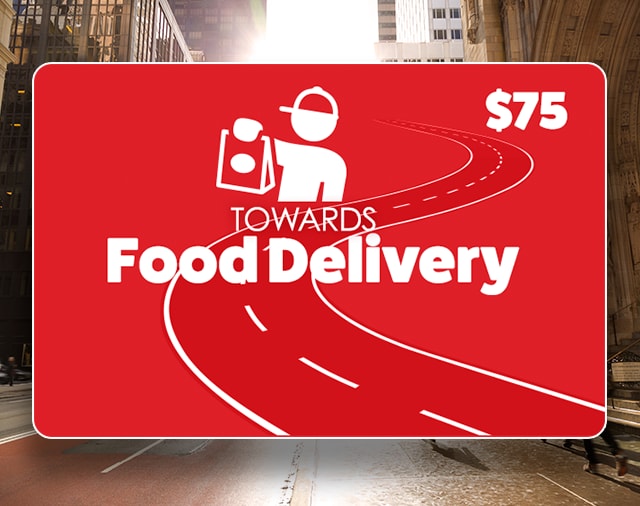 $75 Towards Food Delivery